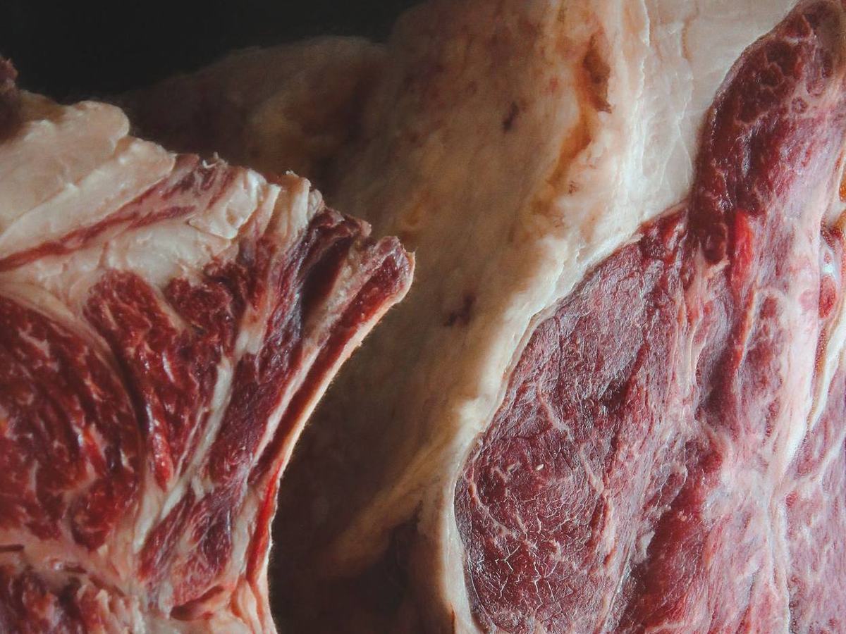Close-up of marbled Halal beef cut