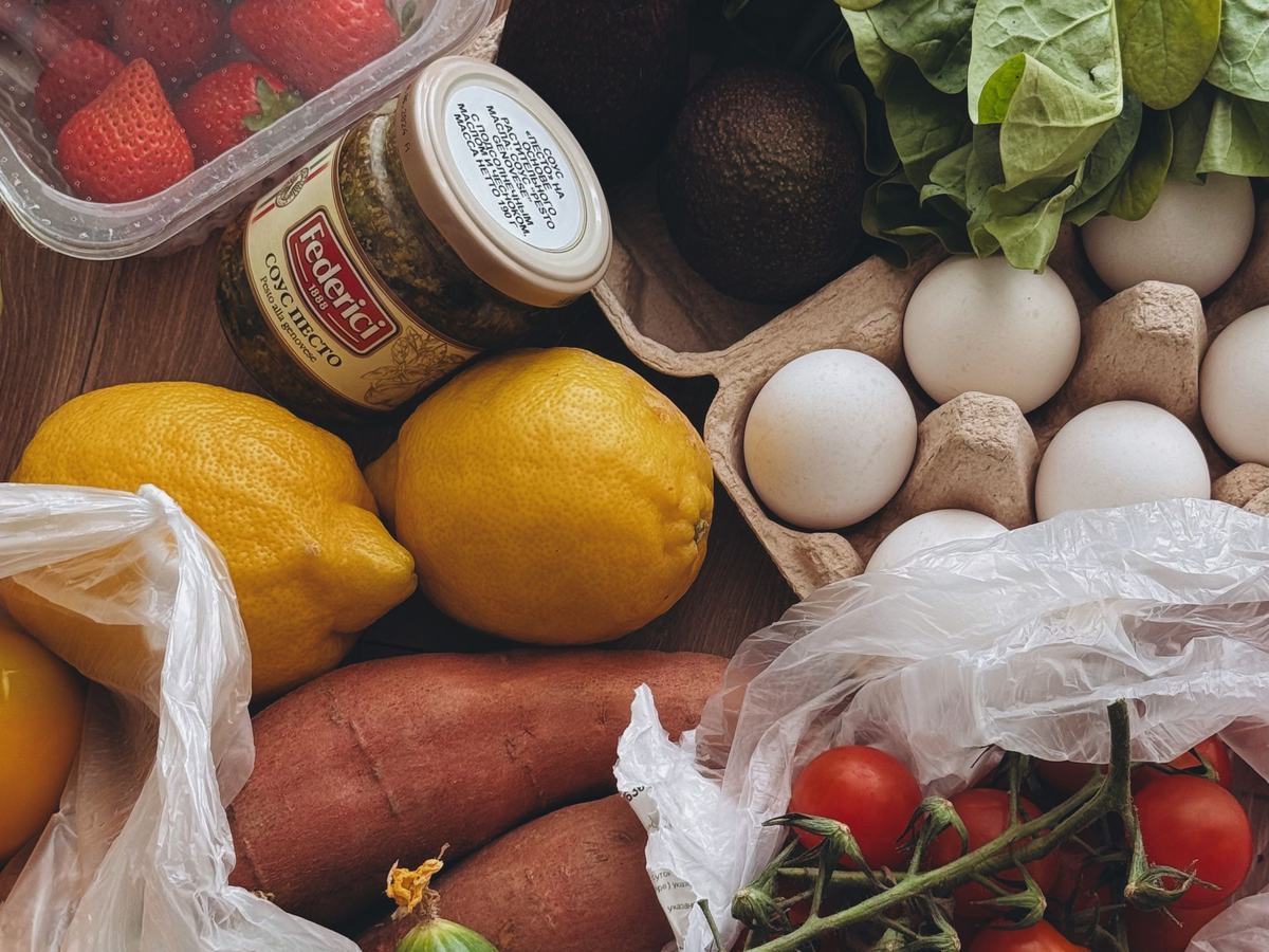 Fresh fruits and vegetables ready for processing
