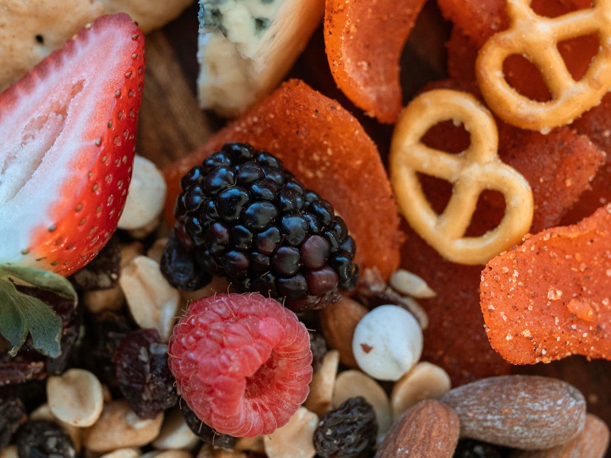 A selection of dried fruits, nuts and berries