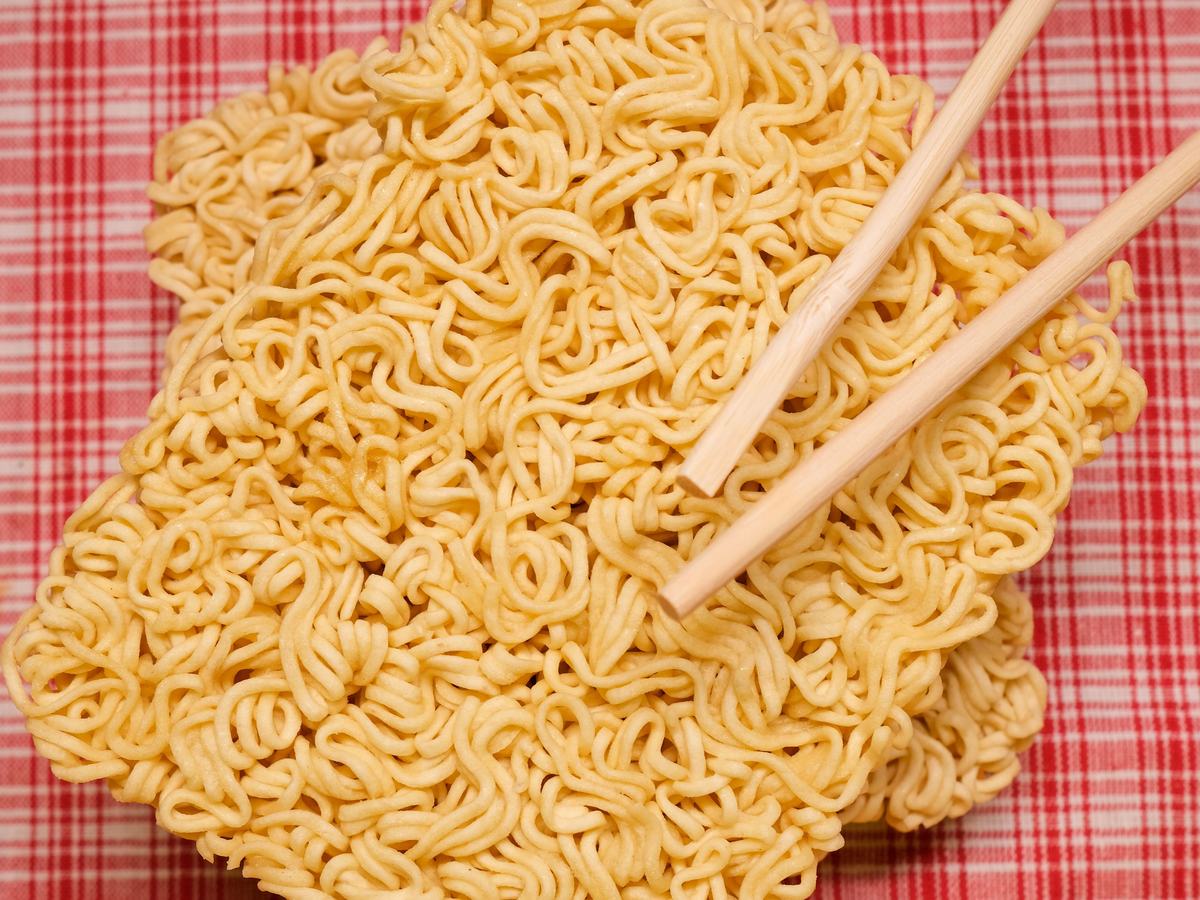 Dried noodles with chopsticks